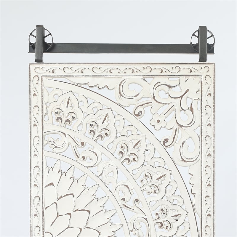 Luxen Home Set of 2 Decorative Carved FloralPatterned MDF