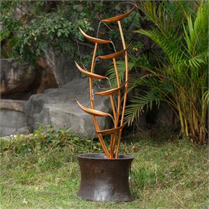 luxenhome rain forest bronze metal leaves cascading polyresin fountain
