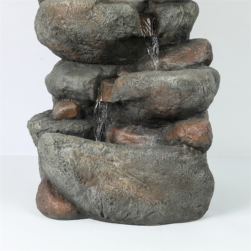 resin turtle cove cascading sculptural fountain with led light