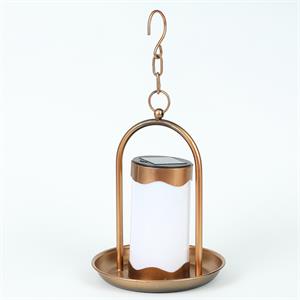 luxenhome gold metal hanging solar lantern