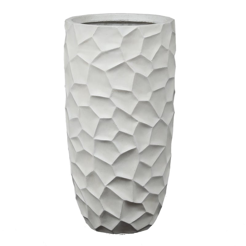 LuxenHome White MgO White Geometric Round Tall Planter | Cymax Business