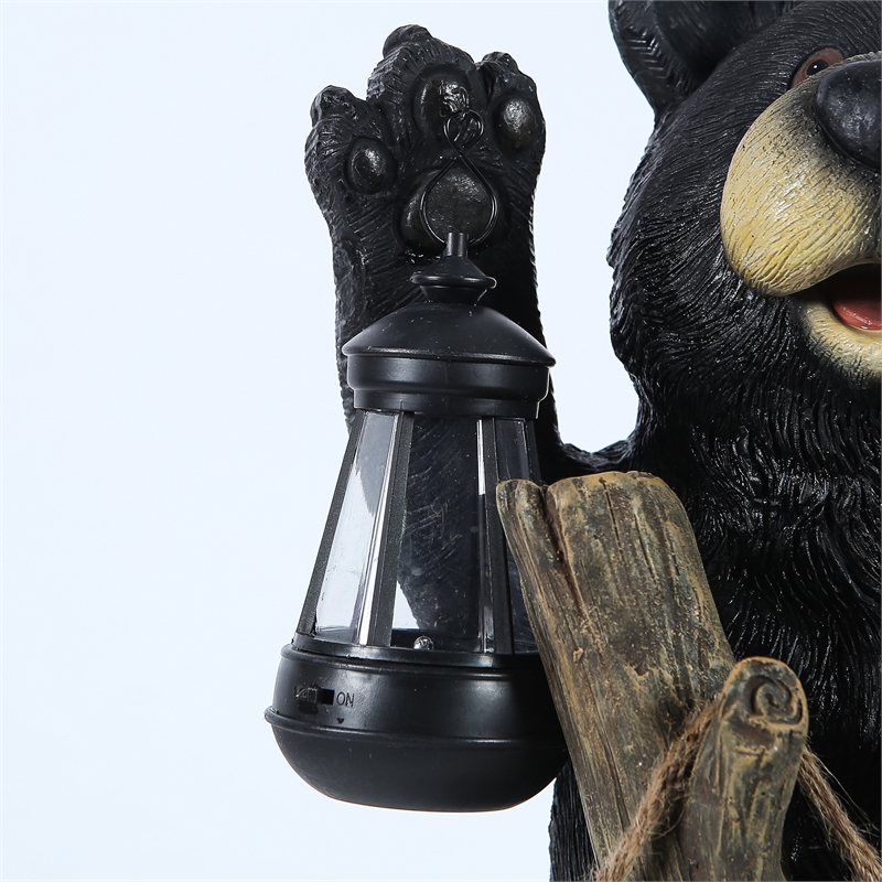 Luxen Home 19.5in. Bear Black Polyresin Garden Statue with