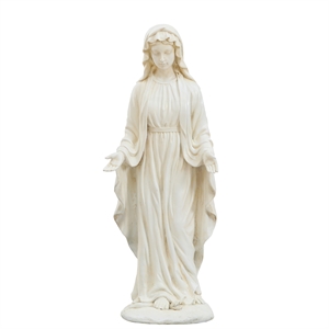 luxenhome white mgo virgin mary garden statue