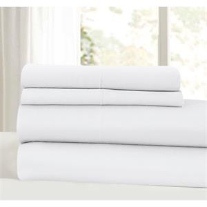 luxenhome 4pc bamboo sheet set solid white queen