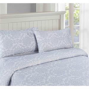 luxenhome 4 piece queen microfiber sheet set in printed gray floral