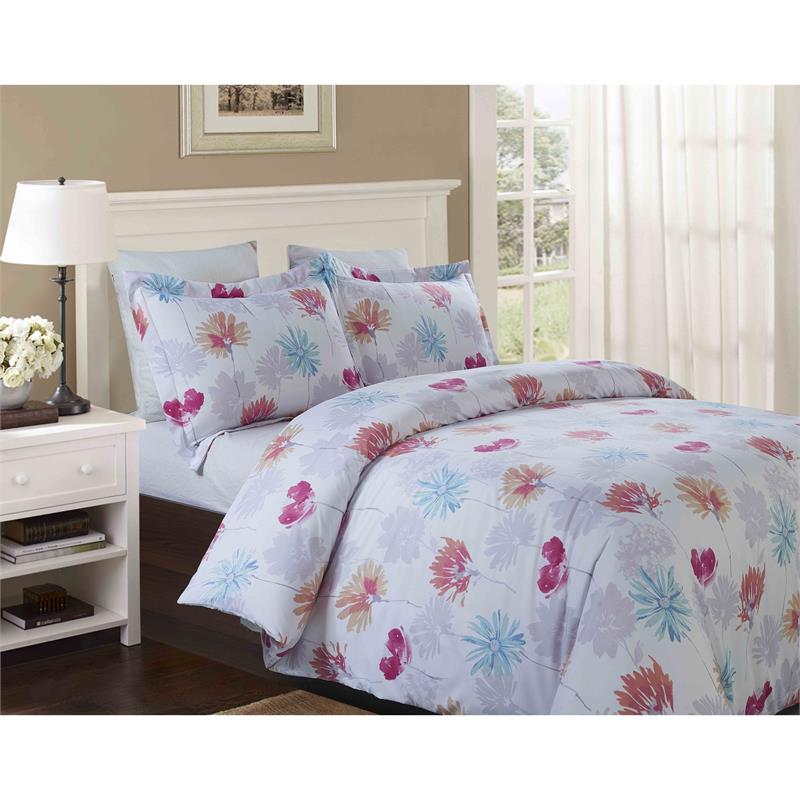 Luxen Home 3 Piece King Microfiber Duvet Cover Set In Printed