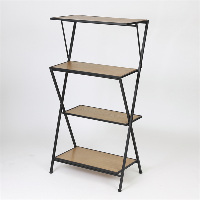 Metal Foldable 4 Shelf Bookcase Cymax, Modern Wood Steel Bookcase