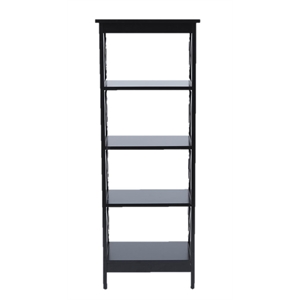 luxenhome black wood x-sided 4-shelf bookcase