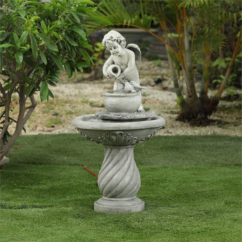 Luxen Home Resin Angel Outdoor Patio Fountain WHF718