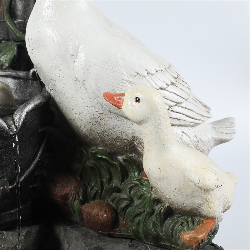 Luxen Home Resin Duck Family Outdoor Patio Fountain