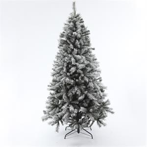 LuxenHome 7ft Pre-Lit Artificial Flocked Christmas Tree with Metal Stand