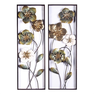 LuxenHome 2-Piece Metal Flowers Wall Decor