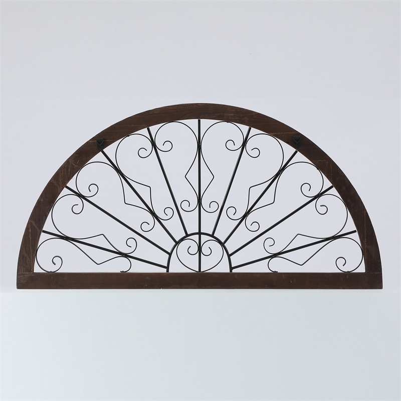 Luxen Home Wood and Metal Roma Half Moon Wall Decor WHA800