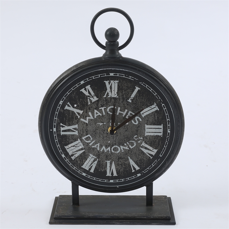 LuxenHome Black Metal Vintage Table Top Clock - WHD761