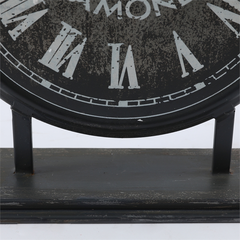LuxenHome Black Metal Vintage Table Top Clock WHD761