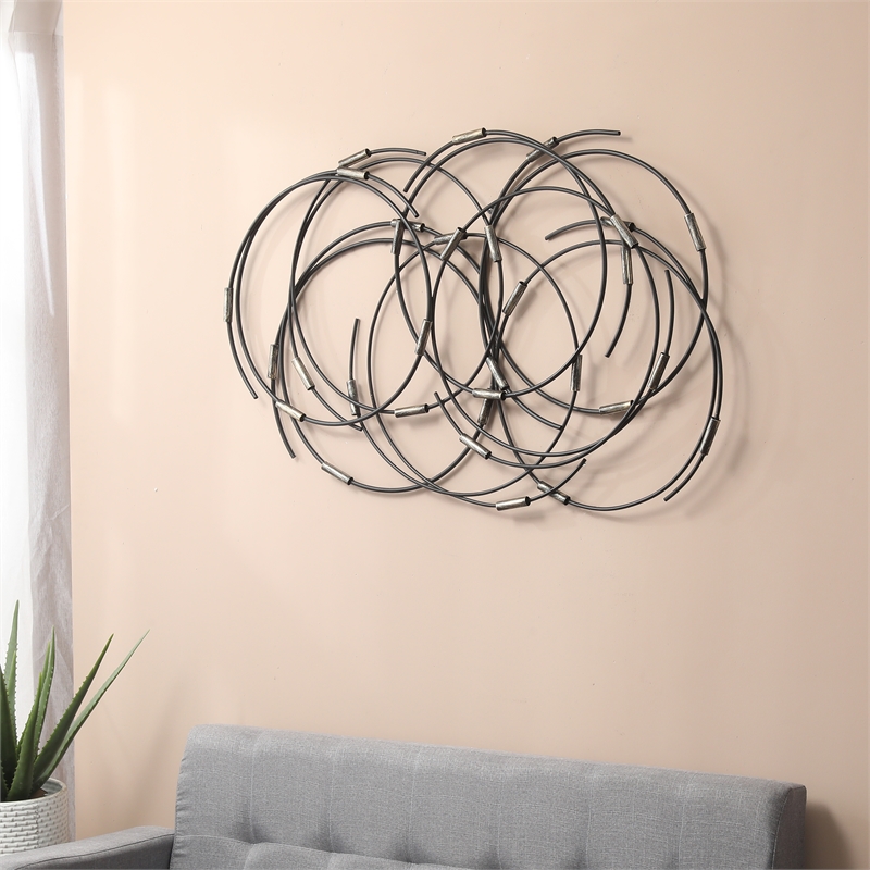 LuxenHome Black Metal Abstract Circular Wall Decor Cymax Business