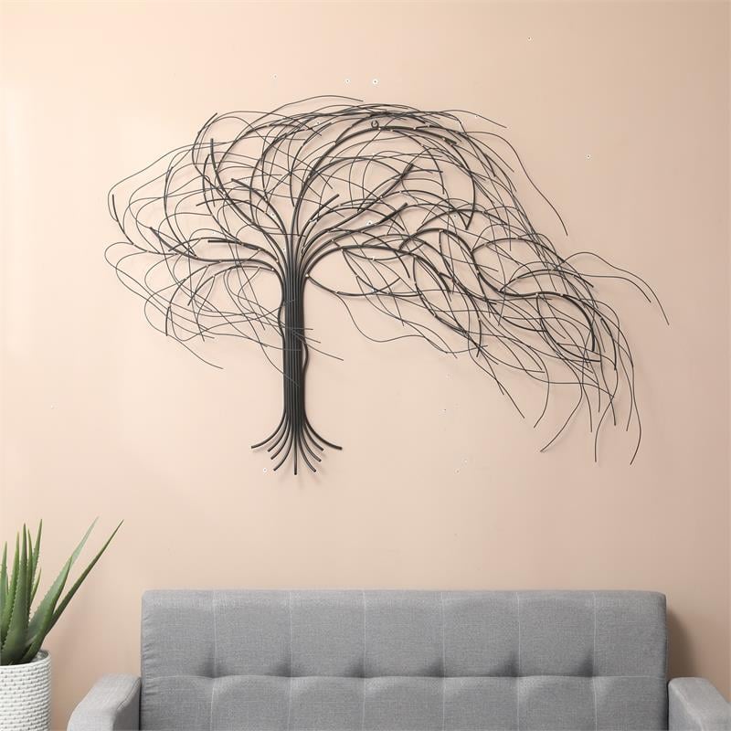LuxenHome Black Metal Windy Tree Wall Decor Cymax Business