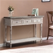LuxenHome Distressed White Wood and Metal Farmhouse Distressed Console Table