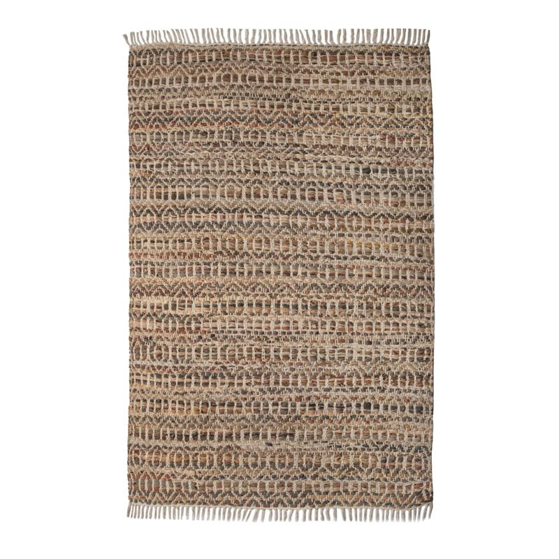 Luxen Home 3x5 ft Handwoven Coffee Leather and Cotton Indoor Area Rug 