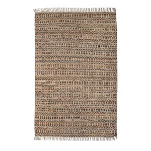 luxenhome 4x6 ft handwoven coffee leather and cotton indoor area rug