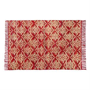 luxenhome 3x5 ft handwoven red multi-color cotton indoor area rug