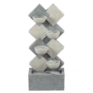 luxenhome gray and off white cement 4-tier bowls modern outdoor fountain