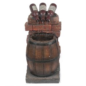 luxenhome resin wine bottle and barrel lighted outdoor fountain