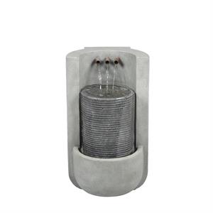 luxenhome gray resin modern column patio fountain with led light
