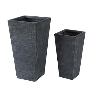 luxenhome gray stone finish tall tapered square mgo planter (set of 2)