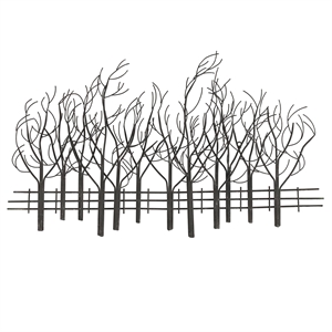 LuxenHome Black Metal Field of Trees Wall Decor