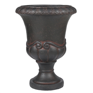 luxenhome rustic dark brown mgo 28in. h urn planter
