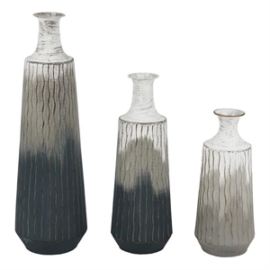 LuxenHome Set of 3 Multi-Color Ombre Metal Bottle Vases