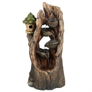 luxenhome resin hollow tree lighted outdoor fountain
