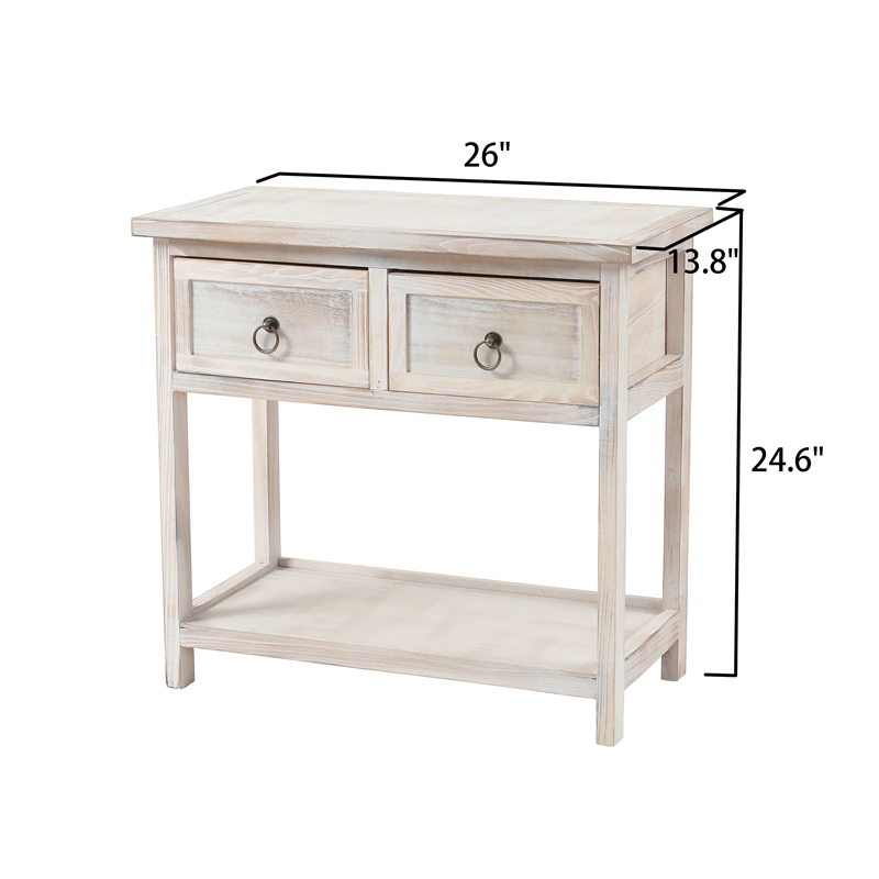 Luxen Home Pine Wood White-Washed Console Table - WHIF911