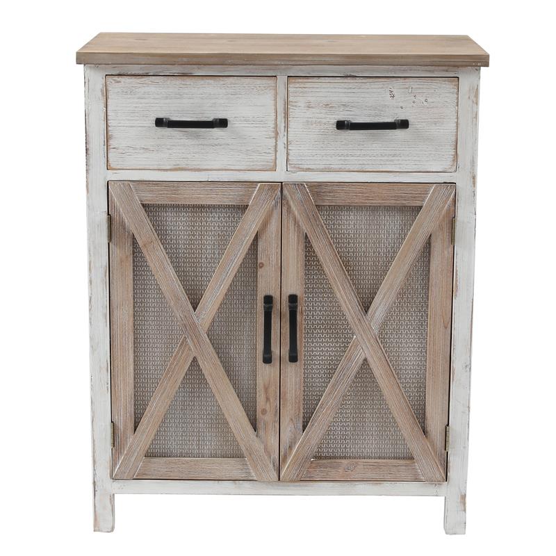 LuxenHome White Wood Storage Cabinet