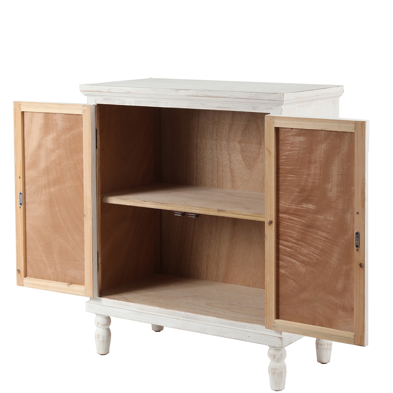 LuxenHome White Wood Storage Cabinet