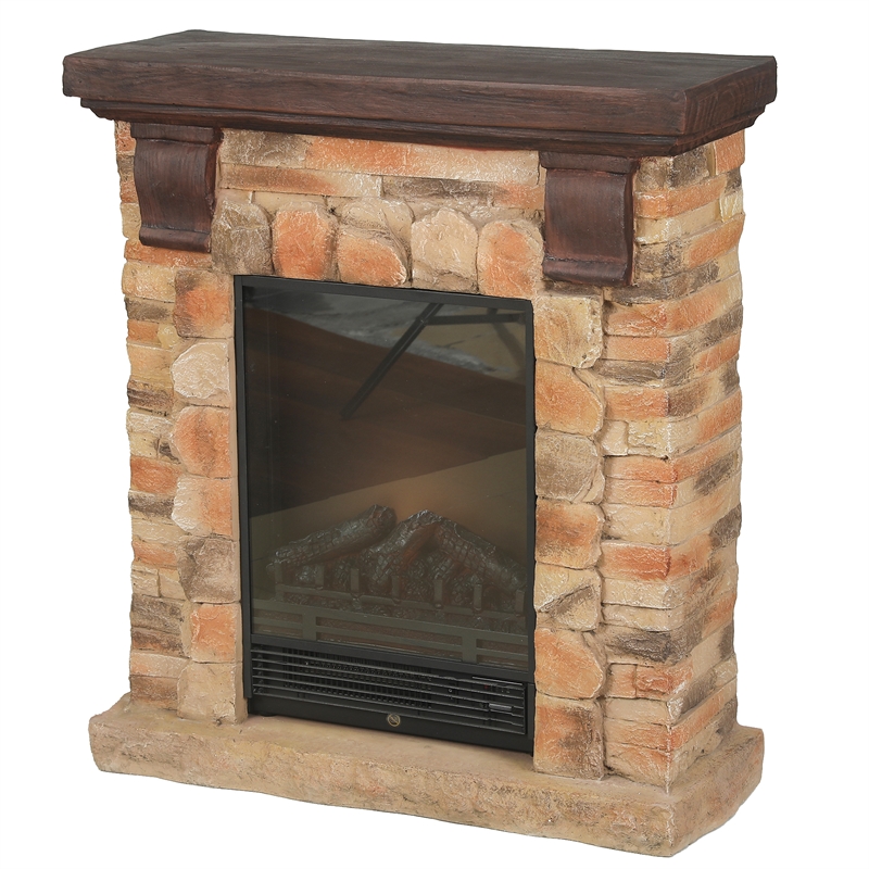 Luxen Home Polystone Brick Electric Fireplace WHIF993