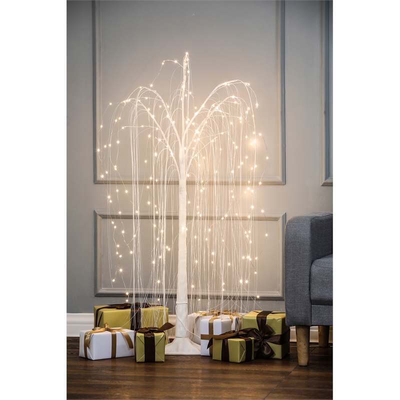 LuxenHome White Willow PreLit PVC Tree Cymax Business
