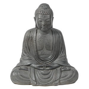 luxenhome gray mgo 17in. h meditating buddha garden statue