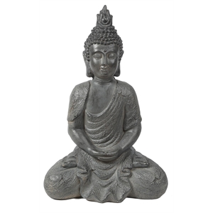 luxenhome gray mgo 21.7in. h meditating buddha garden statue