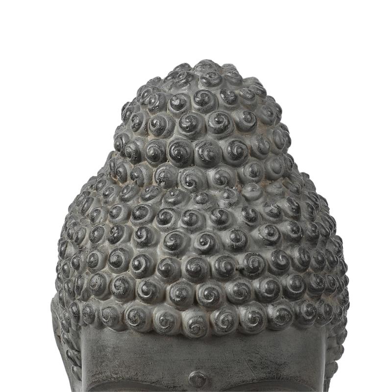 LuxenHome Gray MgO 16.1in. H Buddha Bust Garden Statue