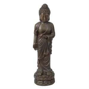 luxenhome brown mgo enlightened standing buddha garden statue