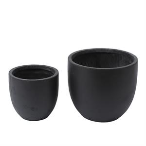 luxenhome 2-piece round black mgo planter
