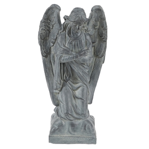 luxenhome gray mgo kneeling angel garden statue