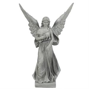 luxenhome gray mgo peaceful angel garden statue