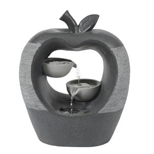 luxenhome resin apple two tier bowl lighted outdoor fountain