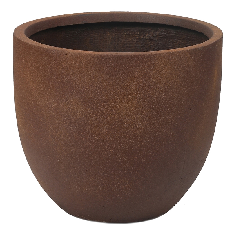 LuxenHome Rusty Brown MgO Round Large Planter | Cymax Business