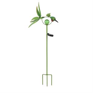 luxenhome metal hummingbird solar led and wind spinner garden stake