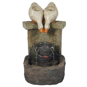 luxenhome resin ducks lighted outdoor fountain