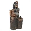LuxenHome Resin Squirrels on Posts Lighted Outdoor Fountain